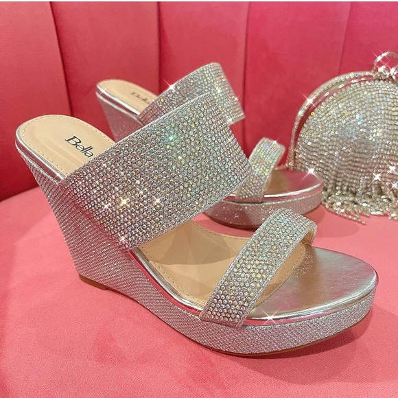Rhinestone Silver Wedge Sandal - Picture 3 of 7